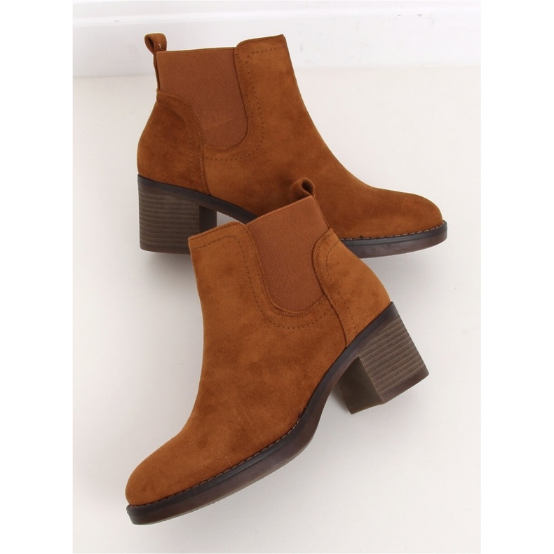 Camel Wide Heel Ankle Boots UK18P Camel - Inello brown 1