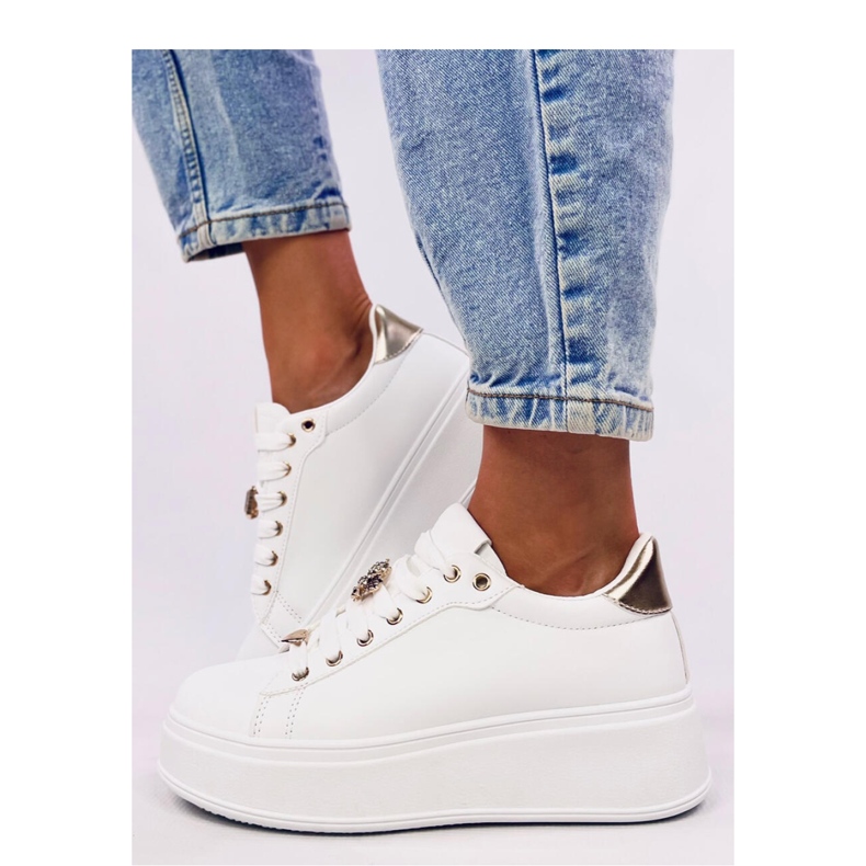 Yared WHITE/GOLD platform sneakers - Inello 2