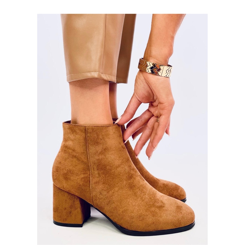 Marple Camel smooth high heel ankle boots - Inello brown 1