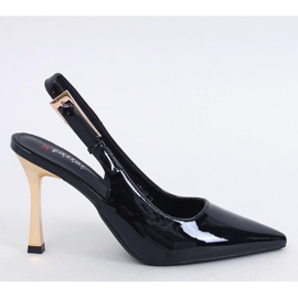 Patent stilettos with open heel Mariot Black - Inello 1