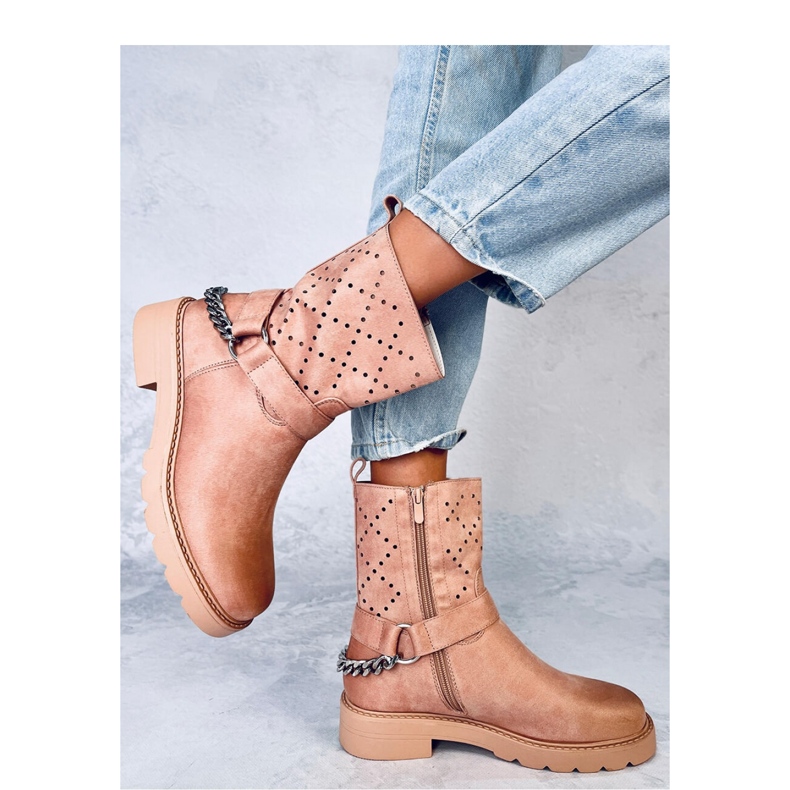 Issey Khaki openwork ankle boots - Inello beige 2
