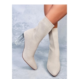 Destani Beige transparent heel sock boots - Inello 1