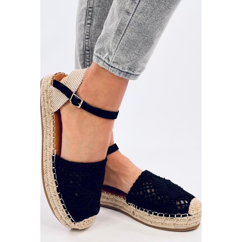 Premat Black openwork espadrille sandals - Inello 1