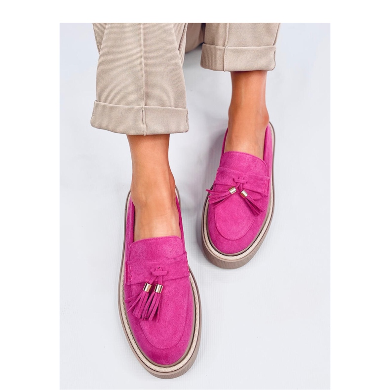 Trinity Fuchsia platform loafers with fringes - Inello pink 2