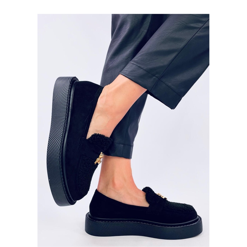 Anisha Black platform loafers with shearling - Inello 2