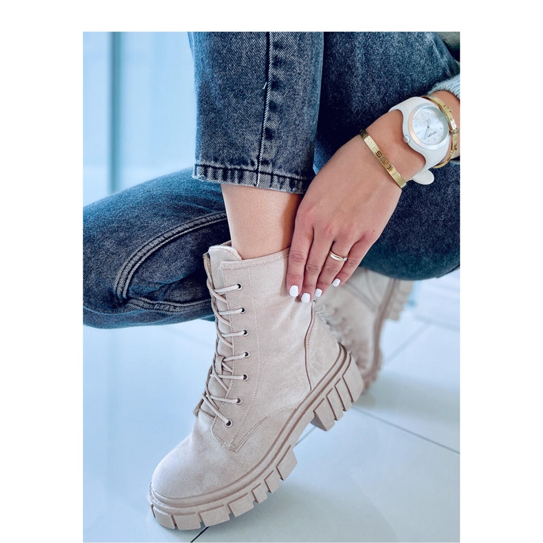 Kelis Beige lace-up ankle boots - Inello 2 Kelis Beige lace-up ankle boots - Inello 2