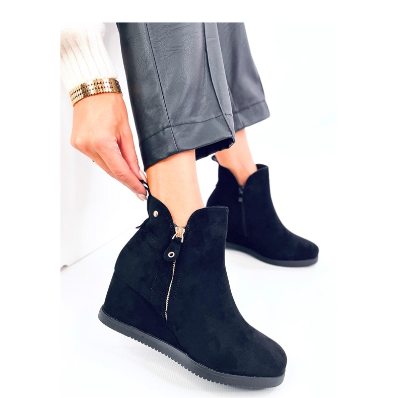 Paxten Black suede wedge ankle boots - Inello 1