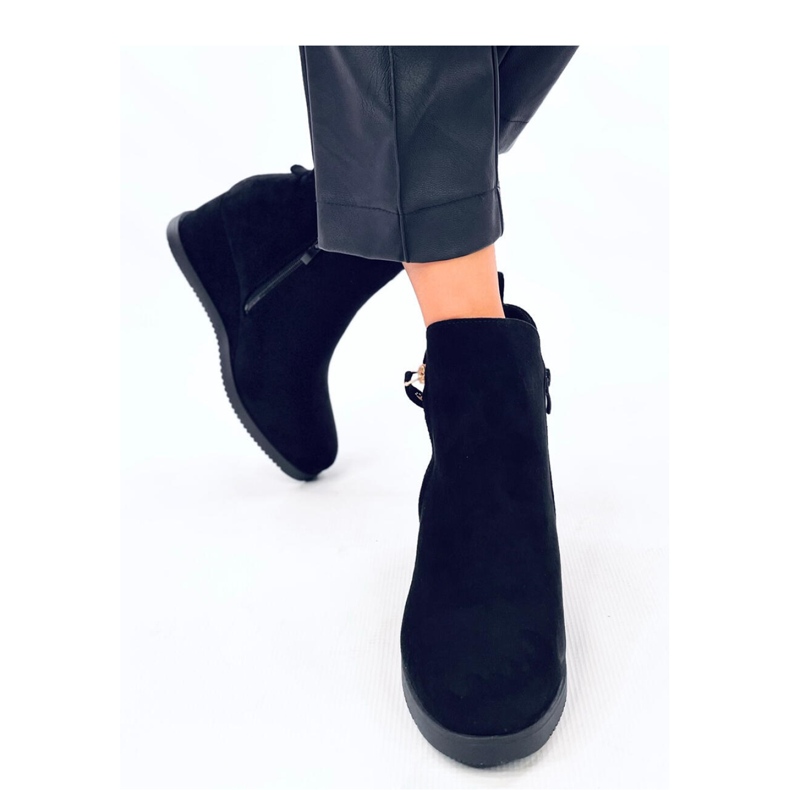 Paxten Black suede wedge ankle boots - Inello 2