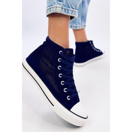 Openwork high-top sneakers Mousse Navy - Inello 1