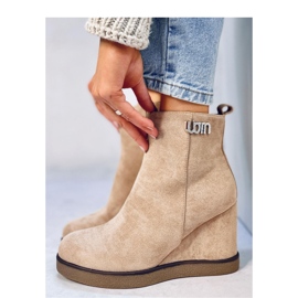 Rochelle Khaki wedge ankle boots - Inello beige 2