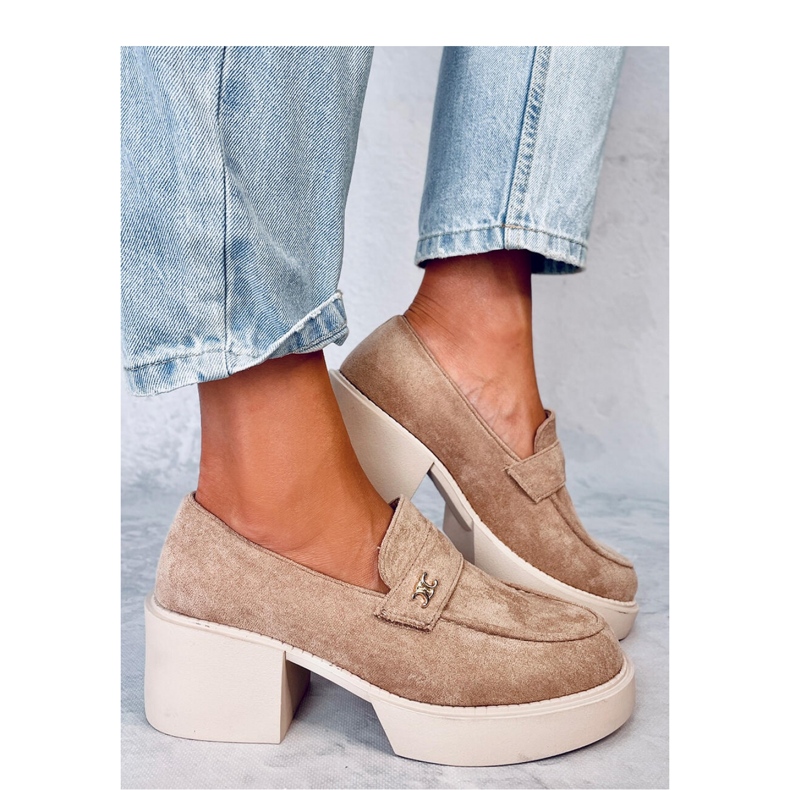 Coniff Khaki high-heeled loafers - Inello beige 1