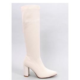 Elisha Beige elastic high-heeled boots - Inello 1