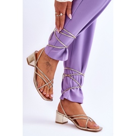 Model Secret Love LOLA5023 Gold lace-up sandals - Step in style yellow 2