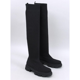 Nusses Black over-the-knee boots with a flexible upper 1