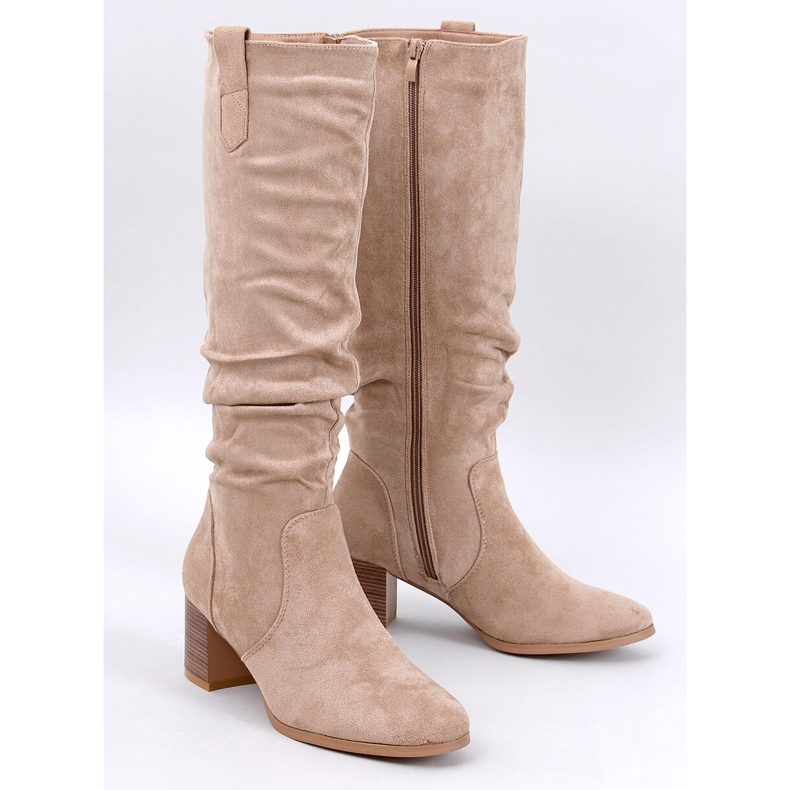 Pinsoni Khaki ruffled boots beige 1