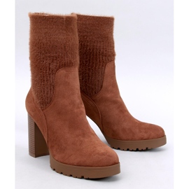 Carlini Camel high-heeled ankle boots with elastic cuff brown 1