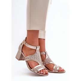 Maciejka Beige/Gold high-heeled sandals 1