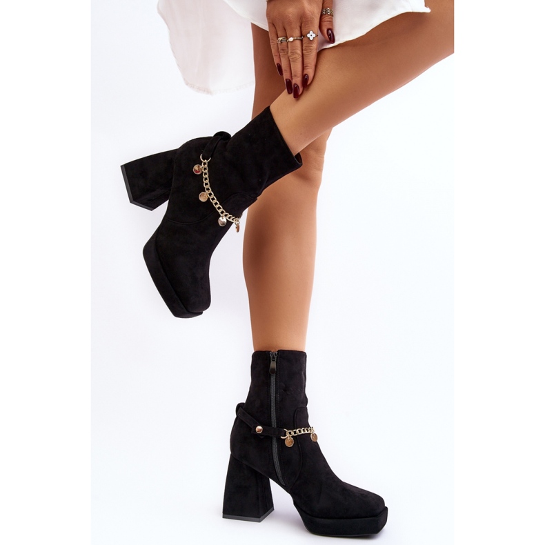 Women's boots with a chain Black 2