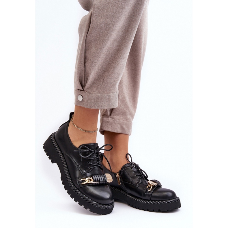 S.Barski Women's black platform shoes 1