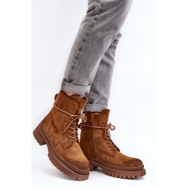 Brown women's ankle boots with a thick sole 1