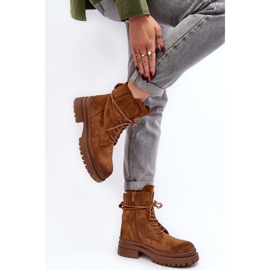 Brown women's ankle boots with a thick sole 2