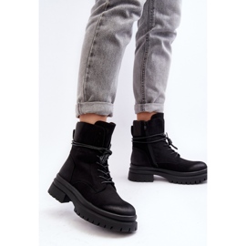Black women's ankle boots with a thick sole 2