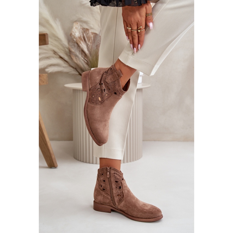 S. BARSKI Women's boots with an openwork upper S.Barski brown 2