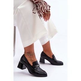 Black women's high-heeled pumps with decoration 1