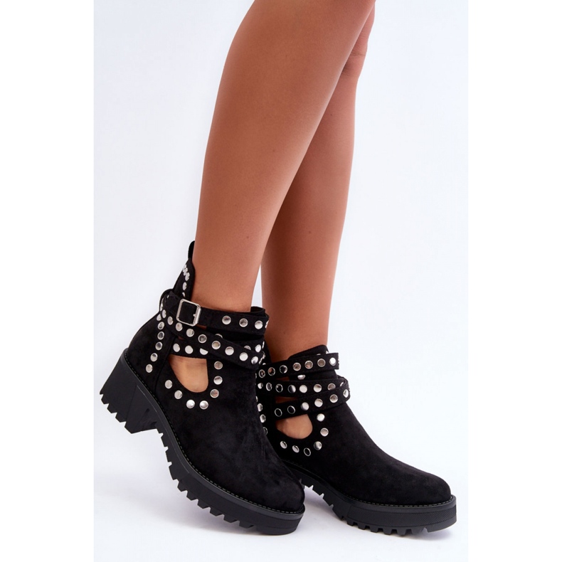 Classic women's ankle boots with black studs 1