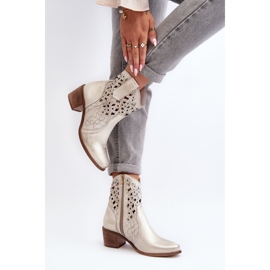 Zazoo women's ankle boots with an openwork upper, gold golden 2