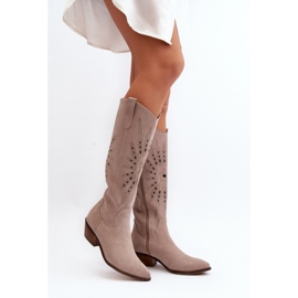 Zazoo Beige women's boots with an openwork upper 1