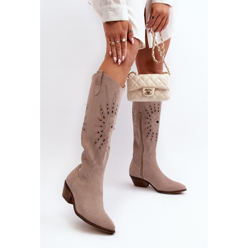 Zazoo Beige women's boots with an openwork upper 2