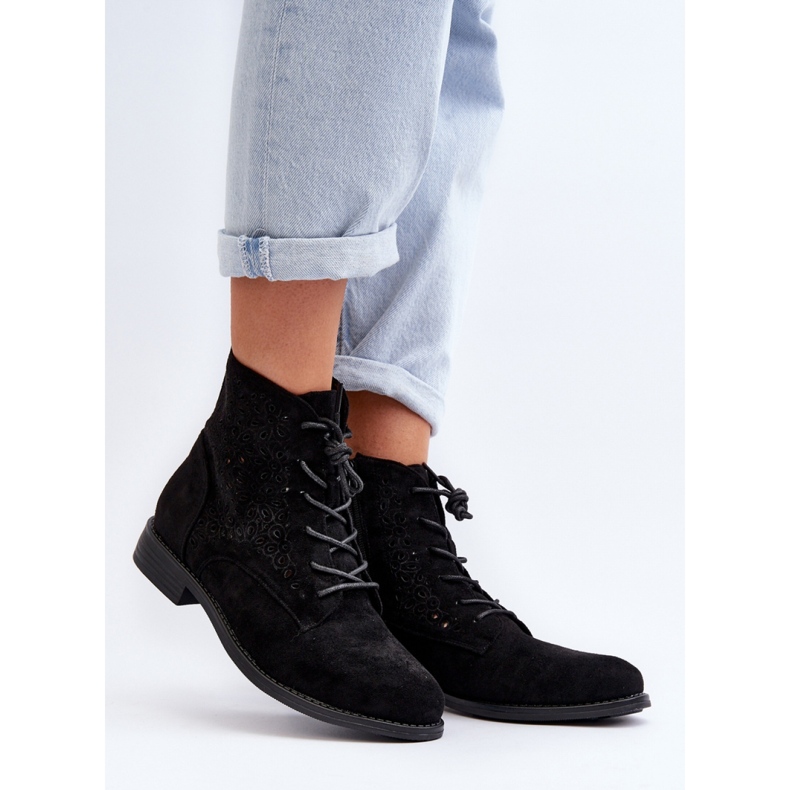 Women's boots with an openwork upper S.Barski Black 1