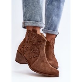 Zazoo Brown women's low-heeled ankle boots 1