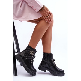 Women's worker ankle boots with Black decoration 2