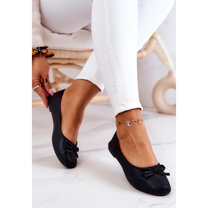 Women's ballet flats with a bow Black 1