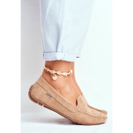 Beige suede women's moccasins 2