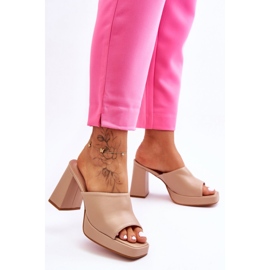 Beige women's high heel flip-flops 2