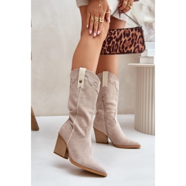 Beige women's cowboy boots 1