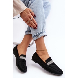 Women's moccasins with black rhinestones 1