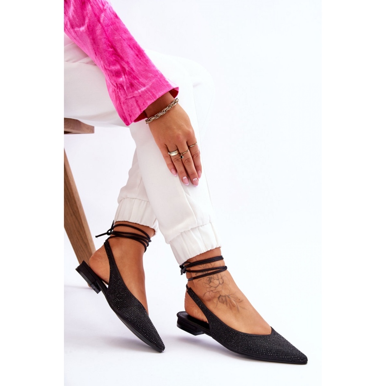 Women's ballet flats with open heel Black 1