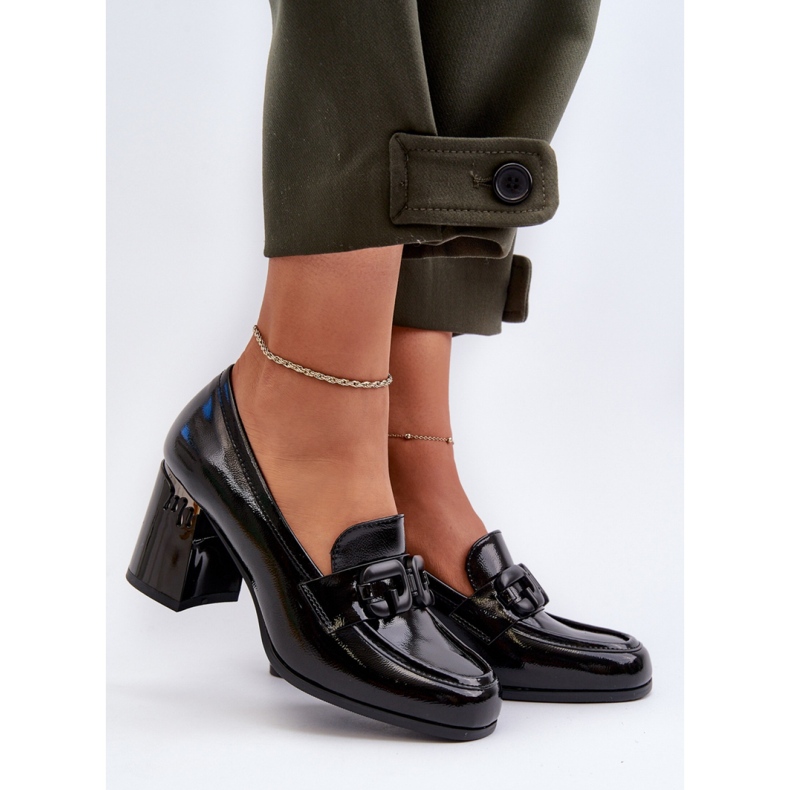 S.Barski Women's high heel shoes, lacquered Black 1