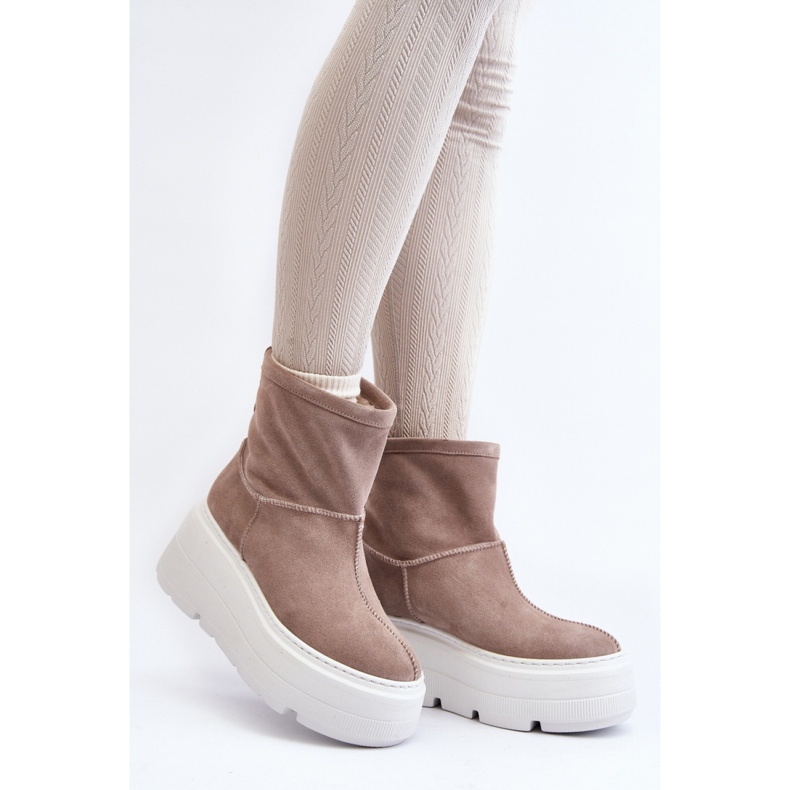 Zazoo Beige women's ankle boots on a massive platform 1