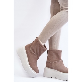 Zazoo Beige women's ankle boots on a massive platform 2