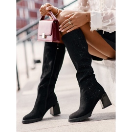 Decorated women's over-the-knee boots Black 1