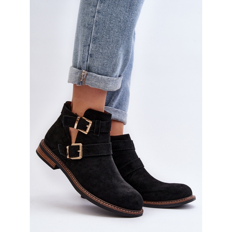 Women's ankle boots with decorative stripes Black 1