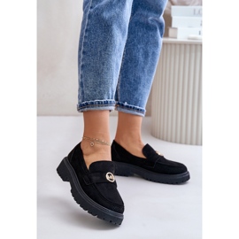 Moccasin shoes with gold detail Black 1
