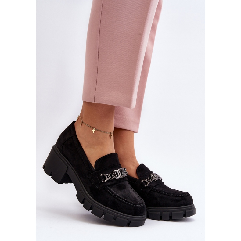 Black moccasins with a massive heel 1