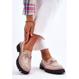Patent Beige platform loafers 1