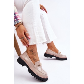 Patent Beige platform loafers 2